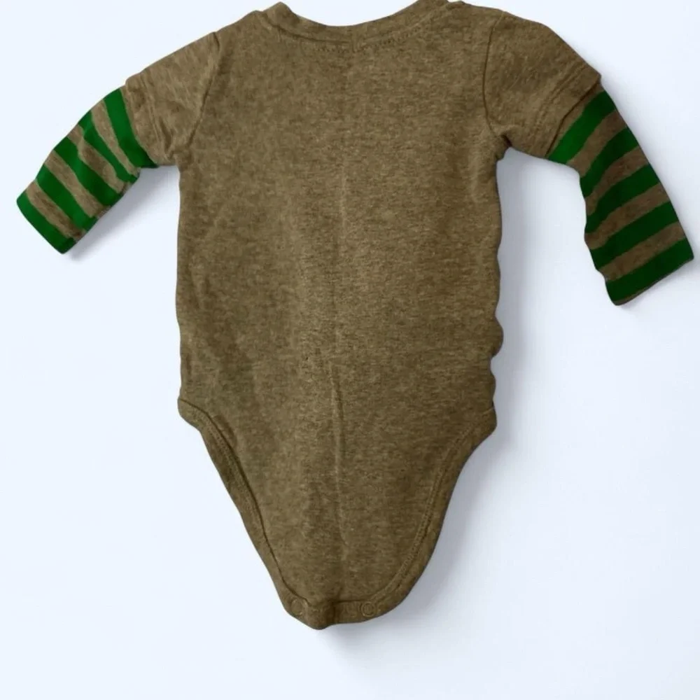 Grey and green baby bodysuit with Santa's Little Helper design 3M Carters